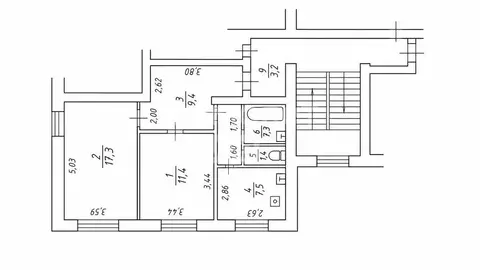 2-комнатная квартира: Москва, Планетная улица, 33 (57.7 м)