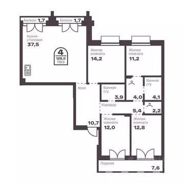4-к кв. Челябинская область, Челябинск просп. Ленина, 19В (118.0 м)
