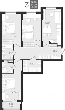 3-к кв. Калининградская область, Калининград ул. Старшины Дадаева, ...