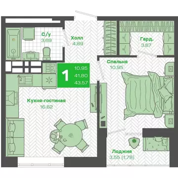 1-к кв. Приморский край, Владивосток Зеленый Бульвар 2 жилой комплекс ...
