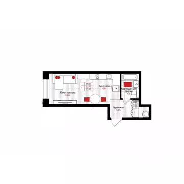 Студия Татарстан, Казань Лето жилой комплекс (30.77 м)