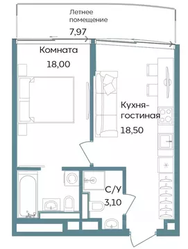 1-к кв. Крым, Саки ул. Морская (47.57 м)