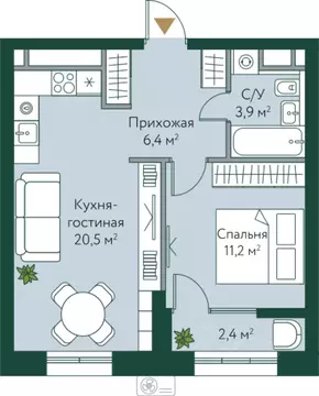 1-к кв. Волгоградская область, Волгоград Новосибирская ул., 74 (44.4 ...