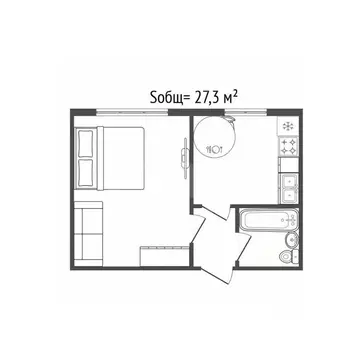 1-к кв. Брянская область, Брянск ул. Богдана Хмельницкого, 73 (27.3 м)