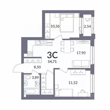 3-к кв. Новосибирская область, Новосибирск Горский мкр, Горская лагуна ...