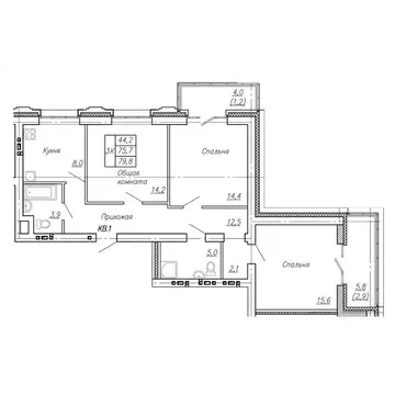 3-к кв. Алтайский край, Барнаул Приречная ул. (79.8 м)