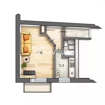 1-к кв. Крым, Симферополь ул. Ростовская, 21 (29.5 м)