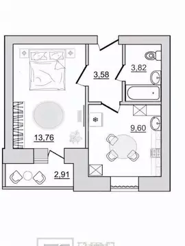 1-к кв. Тверская область, Тверь пос. Химинститута, 9А (30.7 м)
