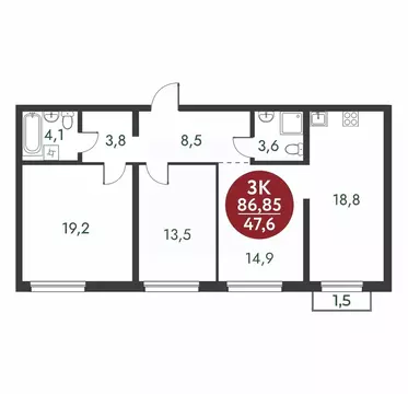 3-к кв. Новосибирская область, Новосибирск Скандинавские Кварталы ...