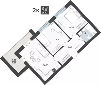 2-к кв. Калининградская область, Калининград Невский Парк жилой ...