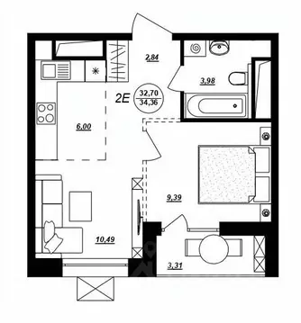 2-к кв. Хабаровский край, Хабаровск ул. Демьяна Бедного (34.36 м)