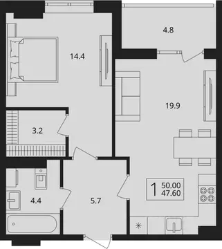 1-к кв. Брянская область, Брянский район, Снежское с/пос, пос. Путевка ...