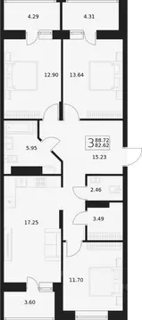 3-к кв. Брянская область, Брянский район, Снежское с/пос, пос. Путевка ...