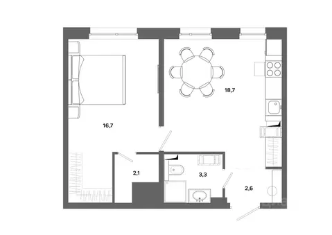 1-к кв. Ханты-Мансийский АО, Сургут ул. Ивана Захарова, 16 (43.4 м)