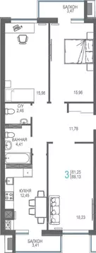3-к кв. Крым, Симферопольский район, Гвардейское пгт, Республика жилой ...