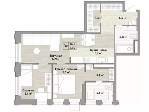 2-комнатная квартира: Москва, НАО, район Коммунарка, проспект Куприна ...