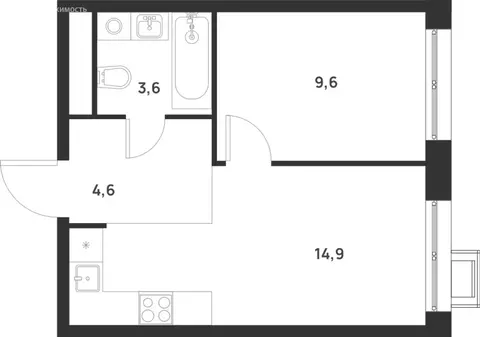 1-комнатная квартира: Москва, НАО, район Коммунарка, улица Разведчика ...