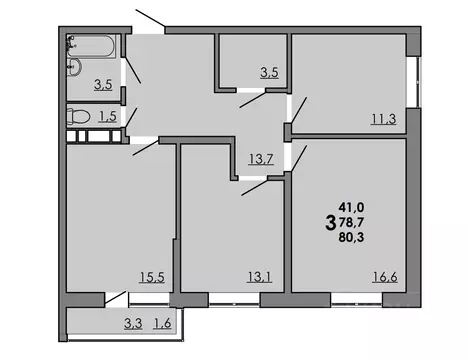 3-к кв. Ростовская область, Ростов-на-Дону Левенцовский мкр,  (80.3 м)