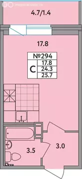 Квартира-студия: Новое Девяткино, Главная улица, 2 (25.7 м)