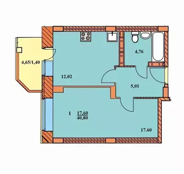 1-к кв. Ярославская область, Ярославль Чернопрудная ул., 37 (40.8 м)