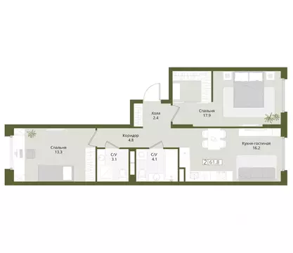 2-к кв. Московская область, Красногорск городской округ, Нахабино пгт  ...