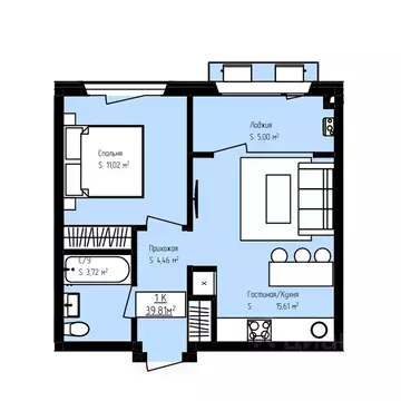 1-к кв. Дагестан, Дербент Камеллия жилой комплекс (39.81 м)
