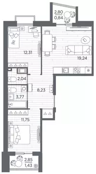 2-к кв. Санкт-Петербург Полюстровский просп., 87 (59.61 м)
