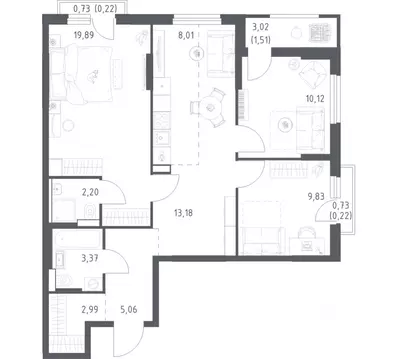 3-к кв. Башкортостан, Уфа ул. Минигали Губайдуллина, 8к9 (76.6 м)