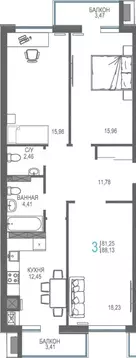 3-к кв. Крым, Симферопольский район, Гвардейское пгт, Республика жилой ...