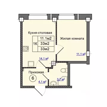 1-к кв. Псковская область, Псковский район, Завеличенская волость, д. ...