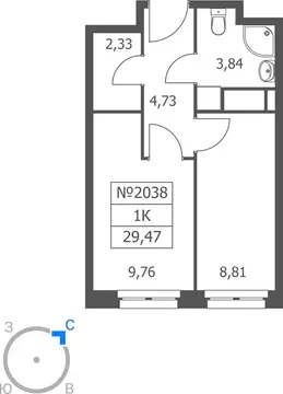 1-комнатная квартира: Люберцы, Волковская улица, 67 (29.47 м)