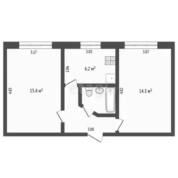2-комнатная квартира: микрорайон Метелёва, Метелёвская улица, 4 (43 м)