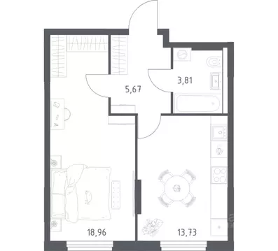1-к кв. Башкортостан, Уфа ул. Минигали Губайдуллина, 8к9 (42.17 м)