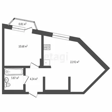 1-комнатная квартира: Тюмень, улица Фармана Салманова, 3 (41 м)