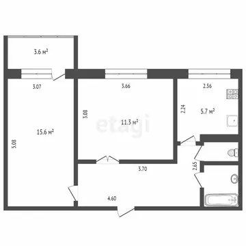 2-комнатная квартира: Тюмень, улица Щорса, 7А (48 м)