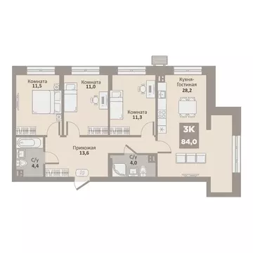 3-к кв. Курганская область, Курган Заозерный жилрайон, 12-й мкр, 1 ...