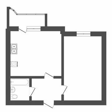 1-комнатная квартира: Тюмень, улица Восстания, 19к3 (43.2 м)