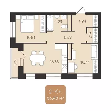 2-к кв. Ямало-Ненецкий АО, Новый Уренгой Уютный мкр, 3/1 (55.28 м)