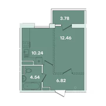 1-к кв. Иркутская область, Иркутск ул. Петрова, 16 (37.82 м)