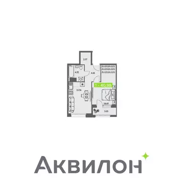 1-к кв. Архангельская область, Архангельск Троицкий просп., 110 (40.98 ...