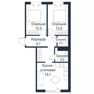 2-к кв. Челябинская область, Челябинский городской округ, пос. ...