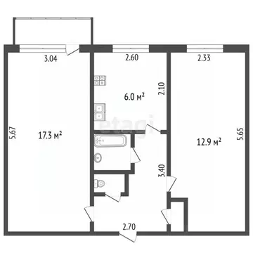 2-к кв. Ставропольский край, Кисловодск ул. Героев Медиков (45.0 м)