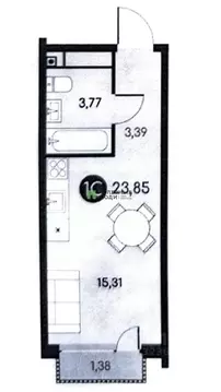 Студия Курганская область, Курган 18-й мкр, 7к1 (23.85 м)