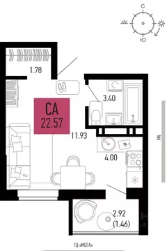 1-к кв. Ростовская область, Аксай  (22.57 м)