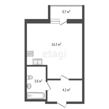 Квартира-студия: Анапа, Таманская улица, 121к13 (21 м)