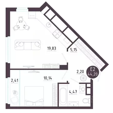 1-к кв. Рязанская область, Рязань Московское ш. (44.2 м)