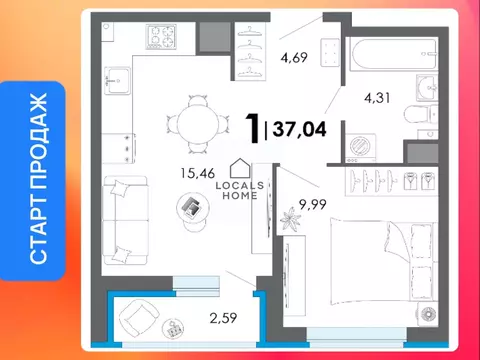 1-к кв. Рязанская область, Рязанский муниципальный округ, с. Дядьково  ...