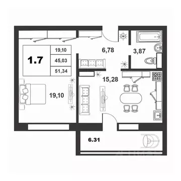 1-к кв. Новгородская область, Великий Новгород ул. Якова Павлова, 15 ...
