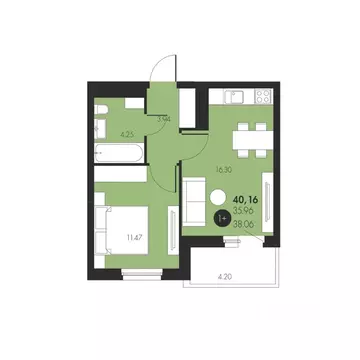 1-к кв. Тюменская область, Тюменский район, д. Патрушева Новый жилой ...