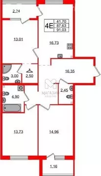 Квартира-студия: Сестрорецк, Авиационная улица, 5к2 (91 м)